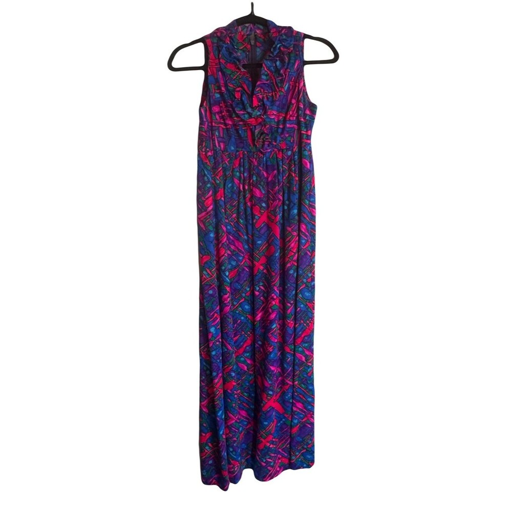 Handmade Vintage Hawaiian Bark Cloth Maxi Dress size XXS-XS
